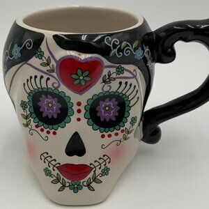 Cracker Barrel Day Of The Dead 3D Female Sugar Skull Calavera Oversized Mug 16oz